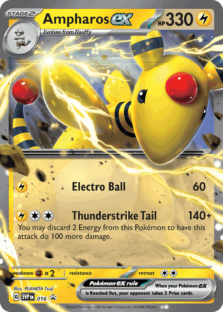 Ampharos ex #16 from Scarlet & Violet Black Star Promos - Promo - Illustrated by PLANETA Tsuji