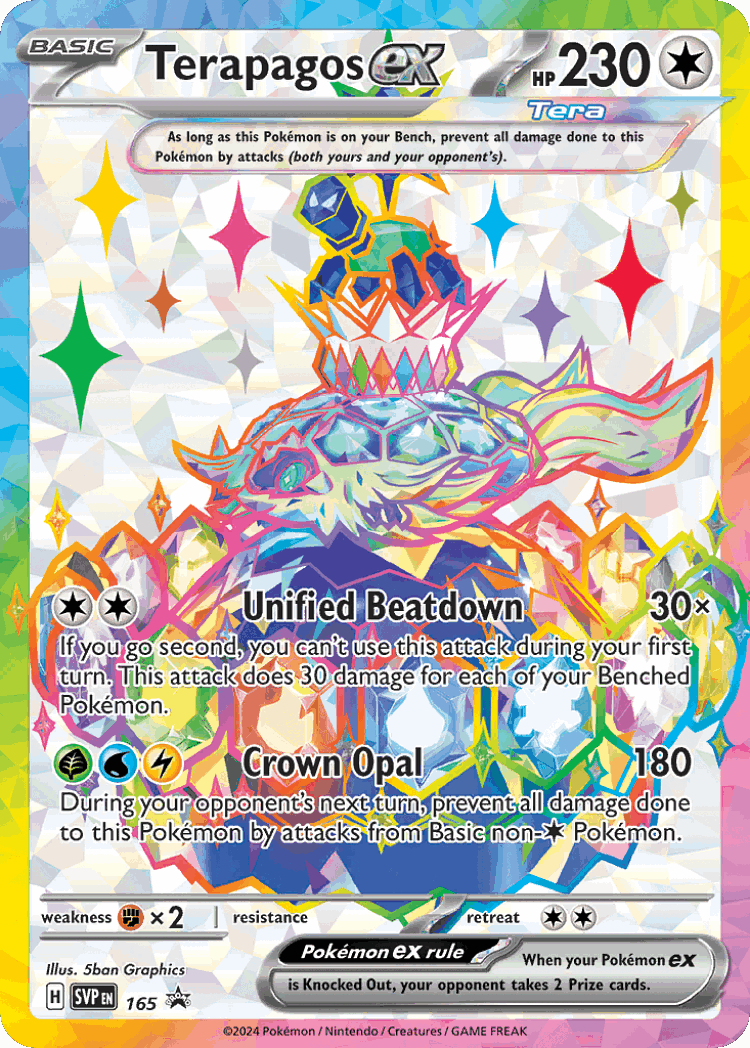 Terapagos ex #165 from Scarlet & Violet Black Star Promos - Promo - Illustrated by 5ban Graphics