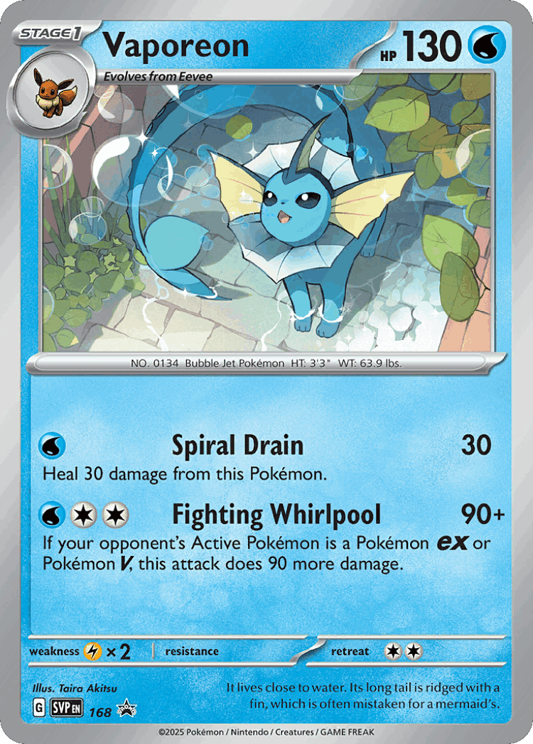 Vaporeon #168 from Scarlet & Violet Black Star Promos - Promo - Illustrated by Taira Akitsu