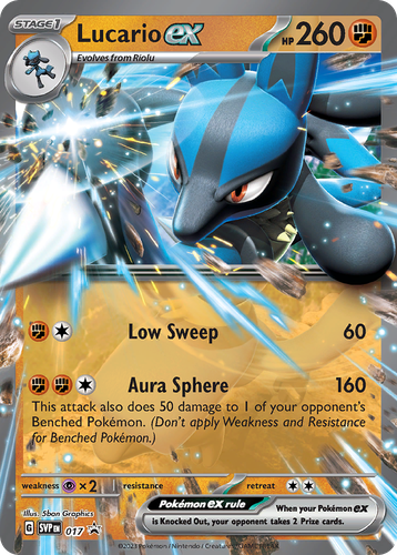 Lucario ex #17 from Scarlet & Violet Black Star Promos - Promo - Illustrated by 5ban Graphics