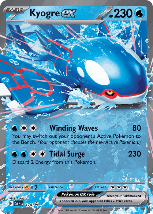Kyogre ex #178 from Scarlet & Violet Black Star Promos - Promo - Illustrated by n/a