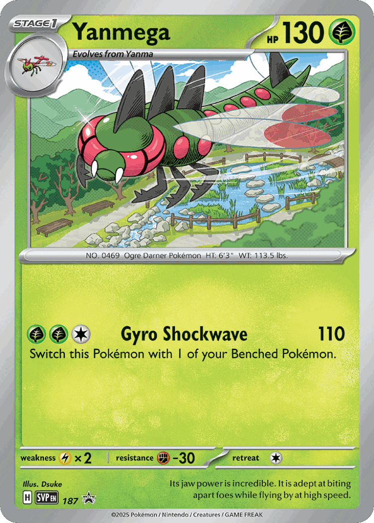 Yanmega #187 from Scarlet & Violet Black Star Promos - Promo - Illustrated by Dsuke