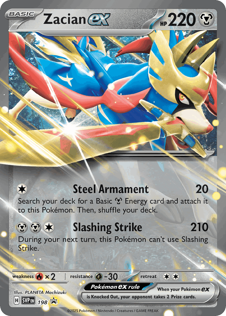Zacian ex #198 from Scarlet & Violet Black Star Promos - Promo - Illustrated by PLANETA Mochizuki