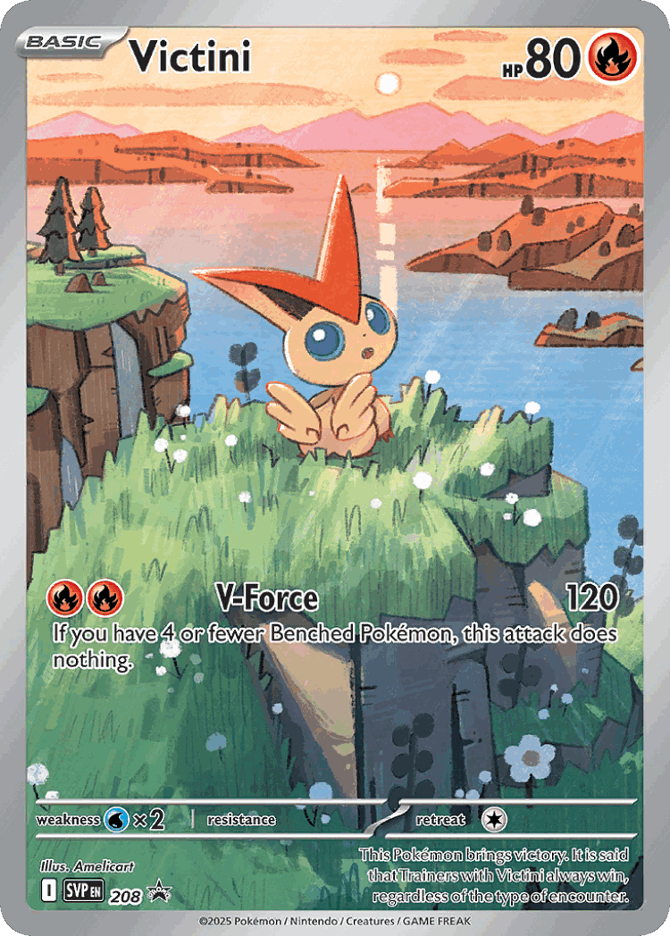 Victini #208 from Scarlet & Violet Black Star Promos - Promo - Illustrated by Amelicart