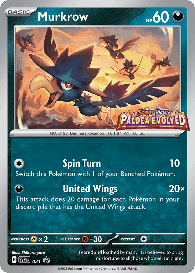 Murkrow #21 from Scarlet & Violet Black Star Promos - Promo - Illustrated by Shiburingaru