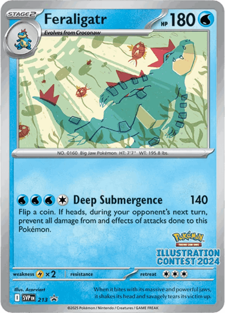 Feraligatr #213 from Scarlet & Violet Black Star Promos - Promo - Illustrated by Acorviart