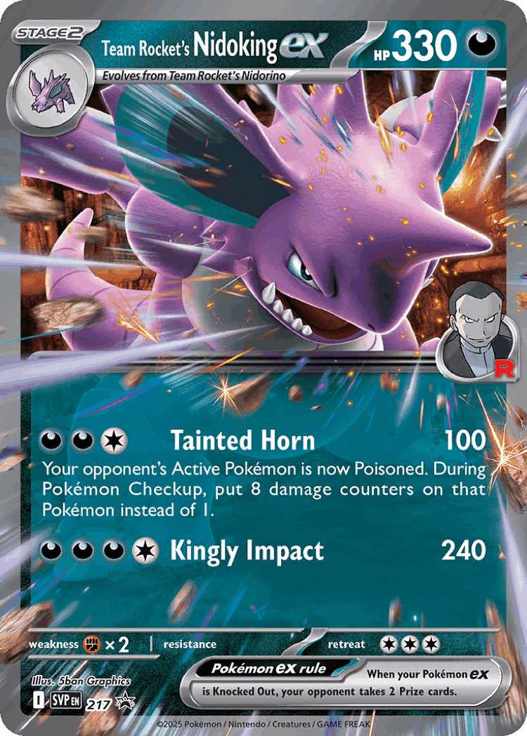 Team Rocket's Nidoking ex #217 from Scarlet & Violet Black Star Promos - Promo - Illustrated by 5ban Graphics