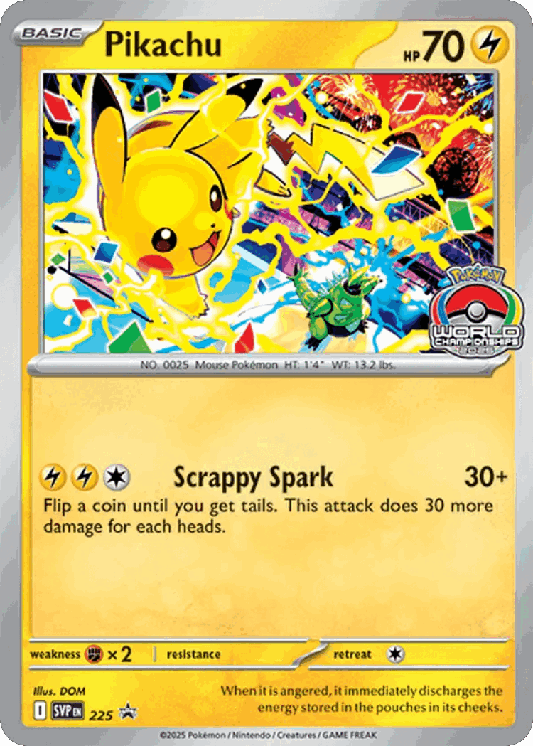 Pikachu #225 from Scarlet & Violet Black Star Promos - Promo - Illustrated by DOM