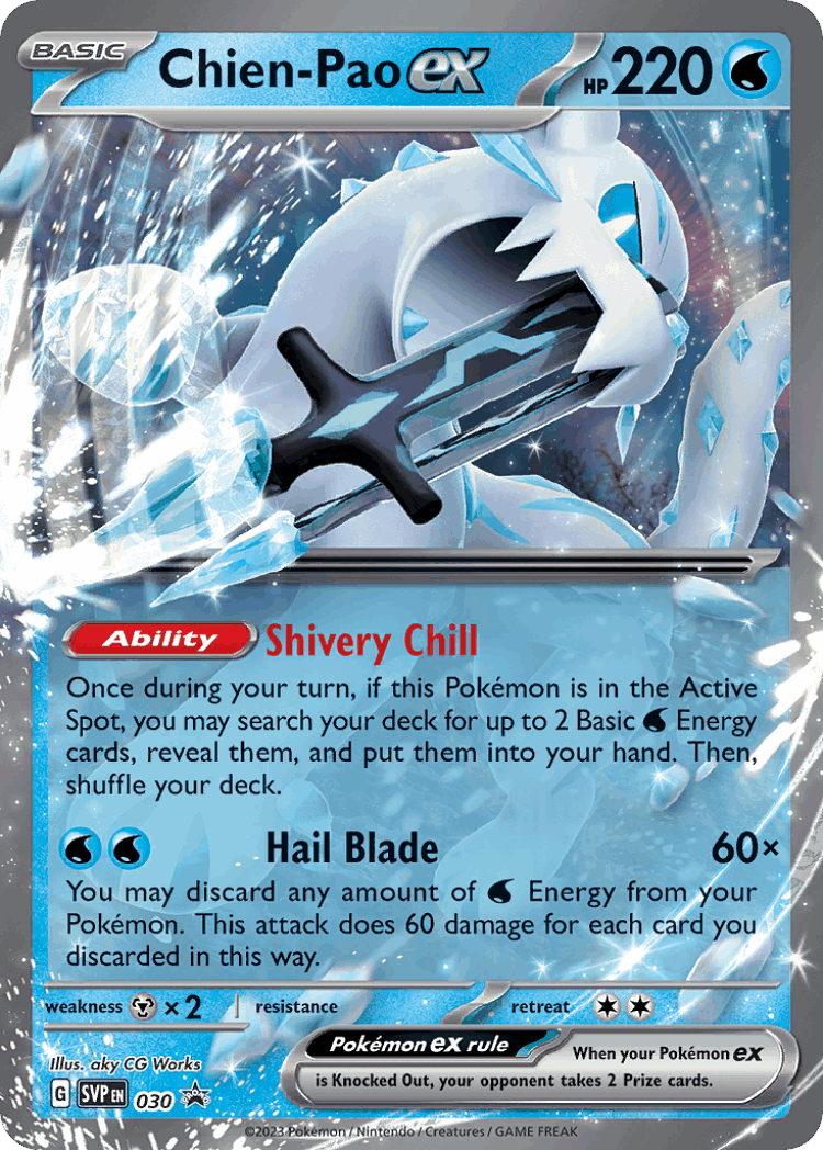 Chien-Pao ex #30 from Scarlet & Violet Black Star Promos - Promo - Illustrated by aky CG Works