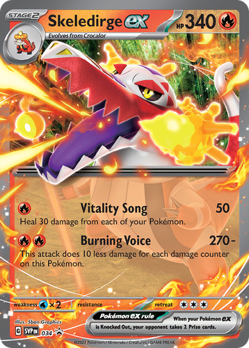 Skeledirge ex #34 from Scarlet & Violet Black Star Promos - Promo - Illustrated by 5ban Graphics