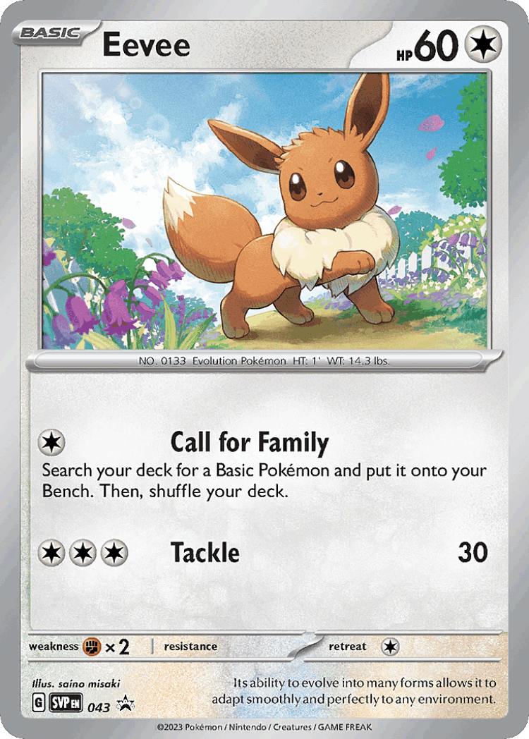 Eevee #43 from Scarlet & Violet Black Star Promos - Promo - Illustrated by saino misaki