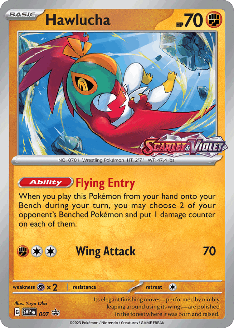 Hawlucha #7 from Scarlet & Violet Black Star Promos - Promo - Illustrated by Yuya Oka