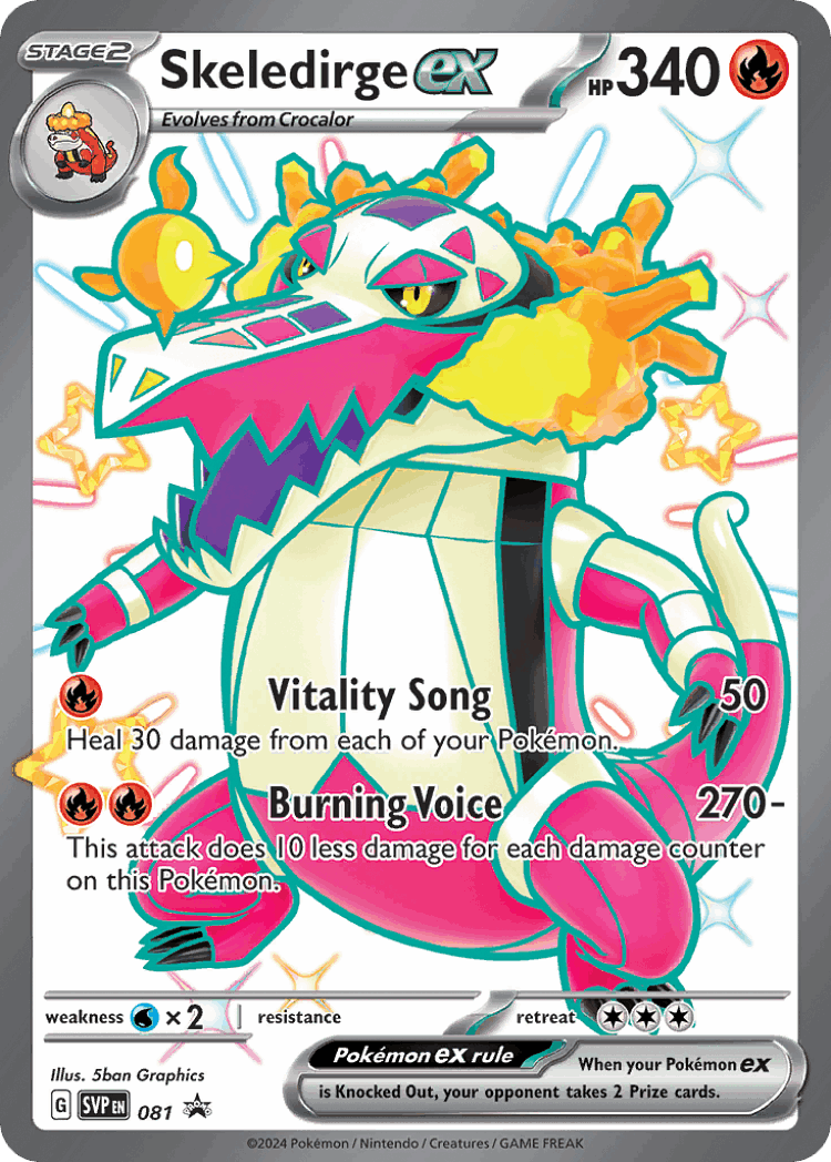 Skeledirge ex #81 from Scarlet & Violet Black Star Promos - Promo - Illustrated by 5ban Graphics