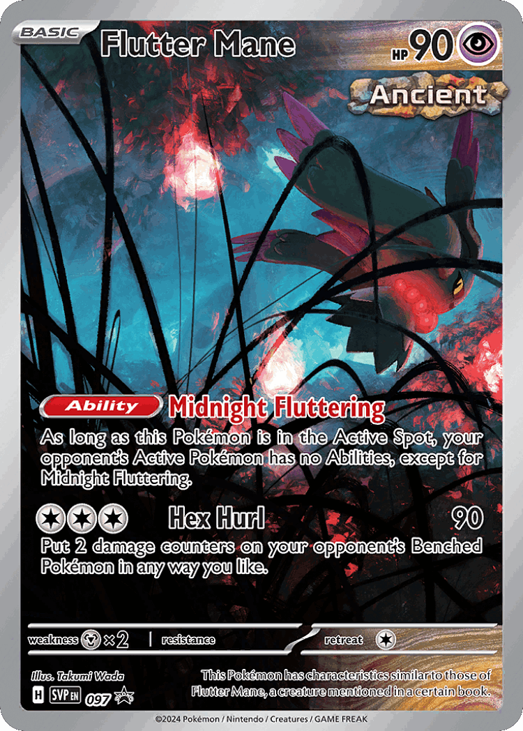 Flutter Mane #97 from Scarlet & Violet Black Star Promos - Promo - Illustrated by Takumi Wada