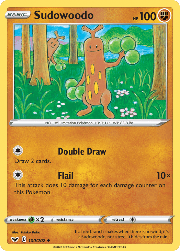 Sudowoodo #100 from Sword & Shield - Uncommon - Illustrated by Yukiko Baba