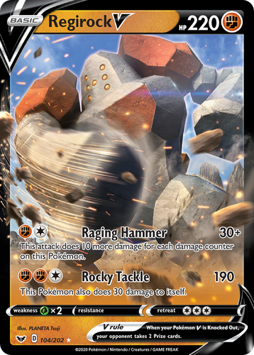 Regirock V #104 from Sword & Shield - Rare Holo V - Illustrated by PLANETA Tsuji