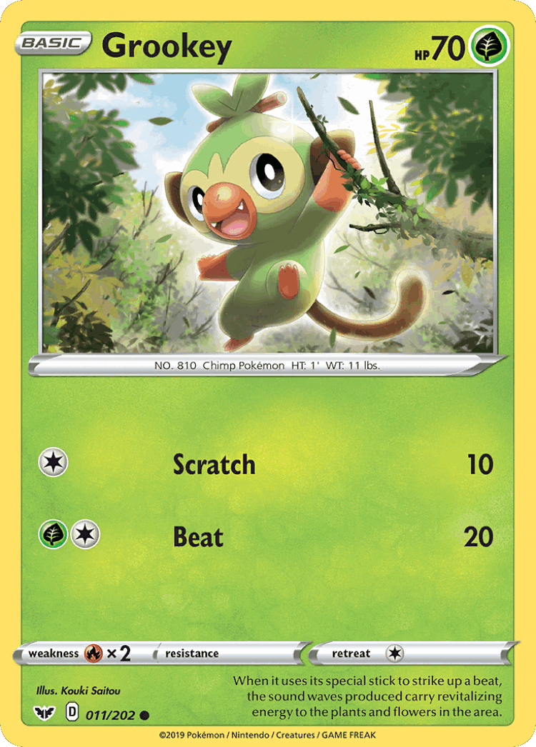 Grookey #11 from Sword & Shield - Common - Illustrated by Kouki Saitou