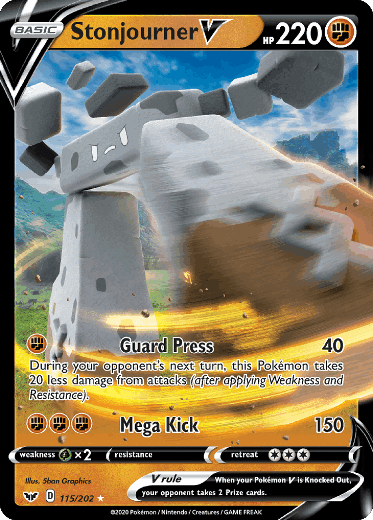 Stonjourner V #115 from Sword & Shield - Rare Holo V - Illustrated by 5ban Graphics