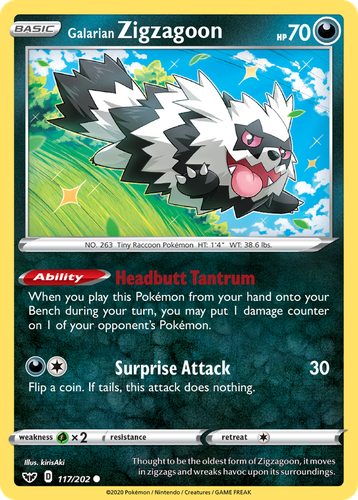 Galarian Zigzagoon #117 from Sword & Shield - Common - Illustrated by kirisAki