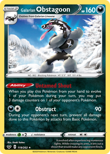 Galarian Obstagoon 119, Sword & Shield