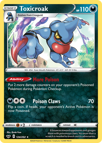 Toxicroak #124 from Sword & Shield - Rare Holo - Illustrated by Ryuta Fuse