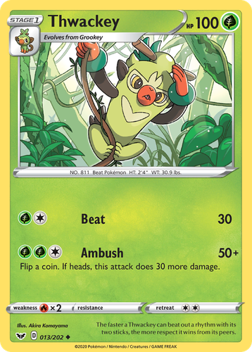Thwackey Pokémon TCG card art