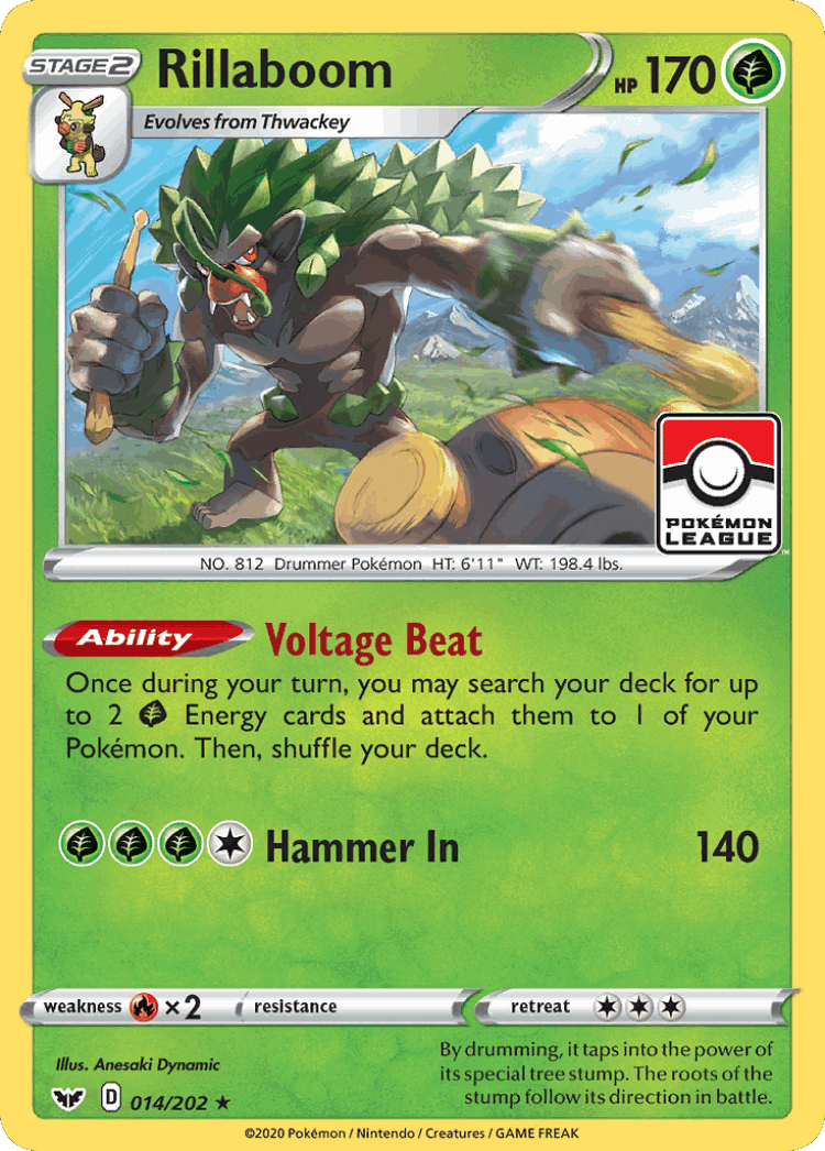 Rillaboom #14 from Sword & Shield - Rare Holo - Illustrated by Anesaki Dynamic