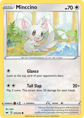 Minccino #145 from Sword & Shield - Common - Illustrated by Sekio