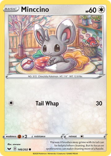 Minccino #146 from Sword & Shield - Common - Illustrated by sowsow