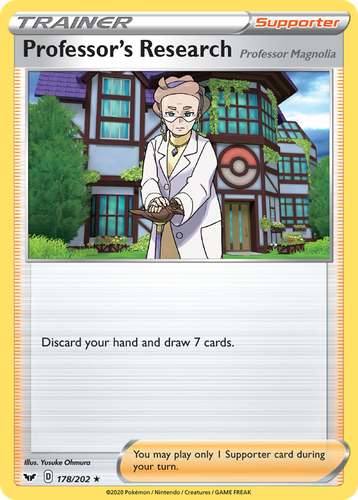 Professor's Research (Professor Magnolia) #178 from Sword & Shield - Rare Holo - Illustrated by Yusuke Ohmura