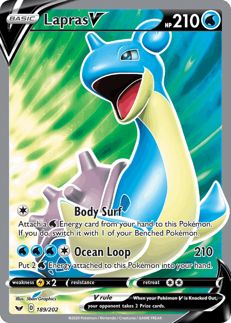 Lapras V #189 from Sword & Shield - Rare Ultra - Illustrated by 5ban Graphics