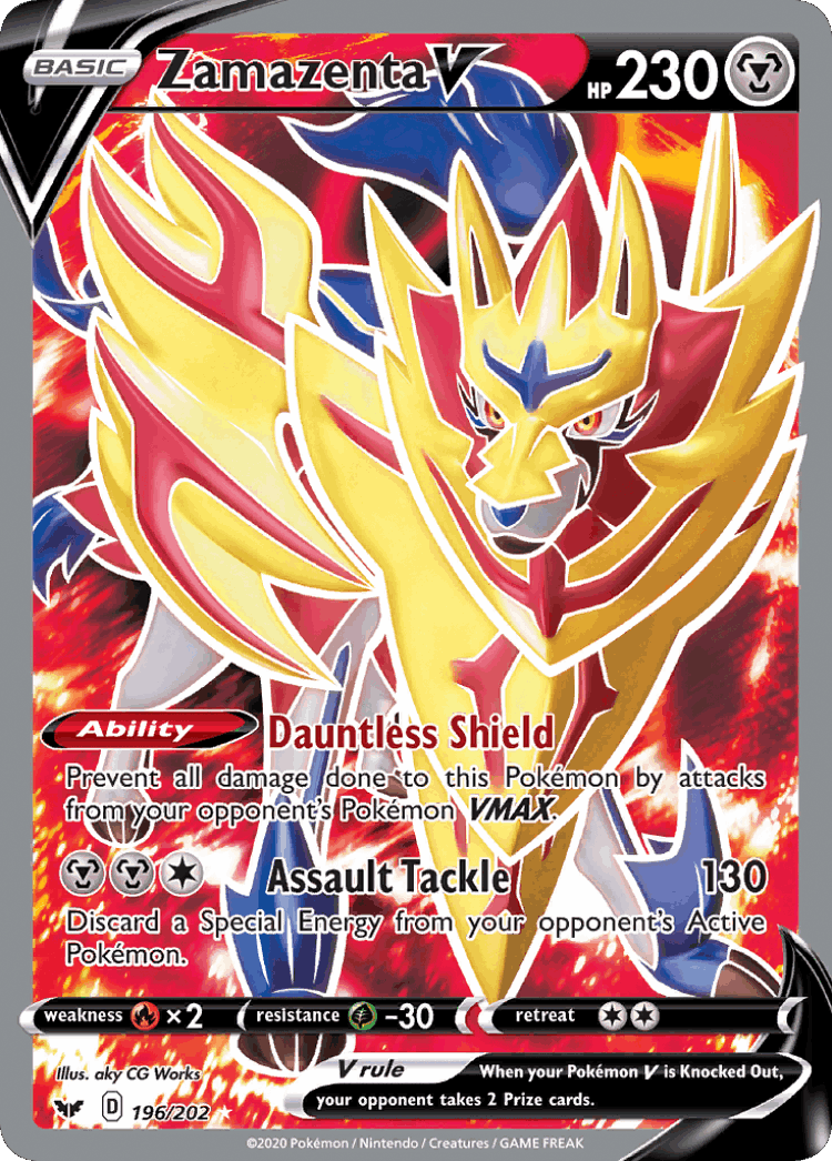 Zamazenta V #196 from Sword & Shield - Rare Ultra - Illustrated by aky CG Works