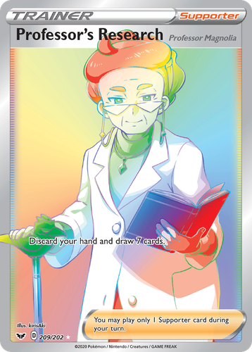 Professor's Research (Professor Magnolia) #209 from Sword & Shield - Rare Rainbow - Illustrated by Yusuke Ohmura