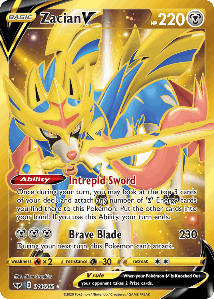Zacian V #211 from Sword & Shield - Rare Secret - Illustrated by 5ban Graphics