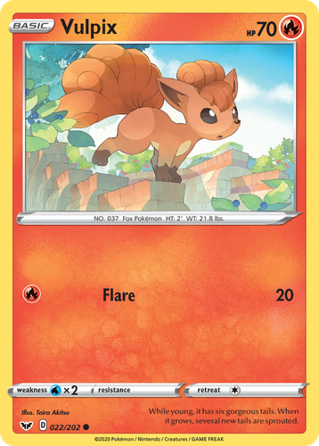 Vulpix #22 from Sword & Shield - Common - Illustrated by Taira Akitsu