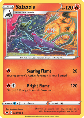 Salazzle #28 from Sword & Shield - Uncommon - Illustrated by Tomokazu Komiya