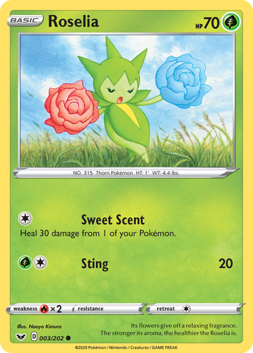 Roselia Pokémon TCG card art
