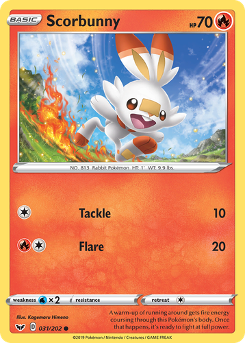 Scorbunny #31 from Sword & Shield - Common - Illustrated by Kagemaru Himeno