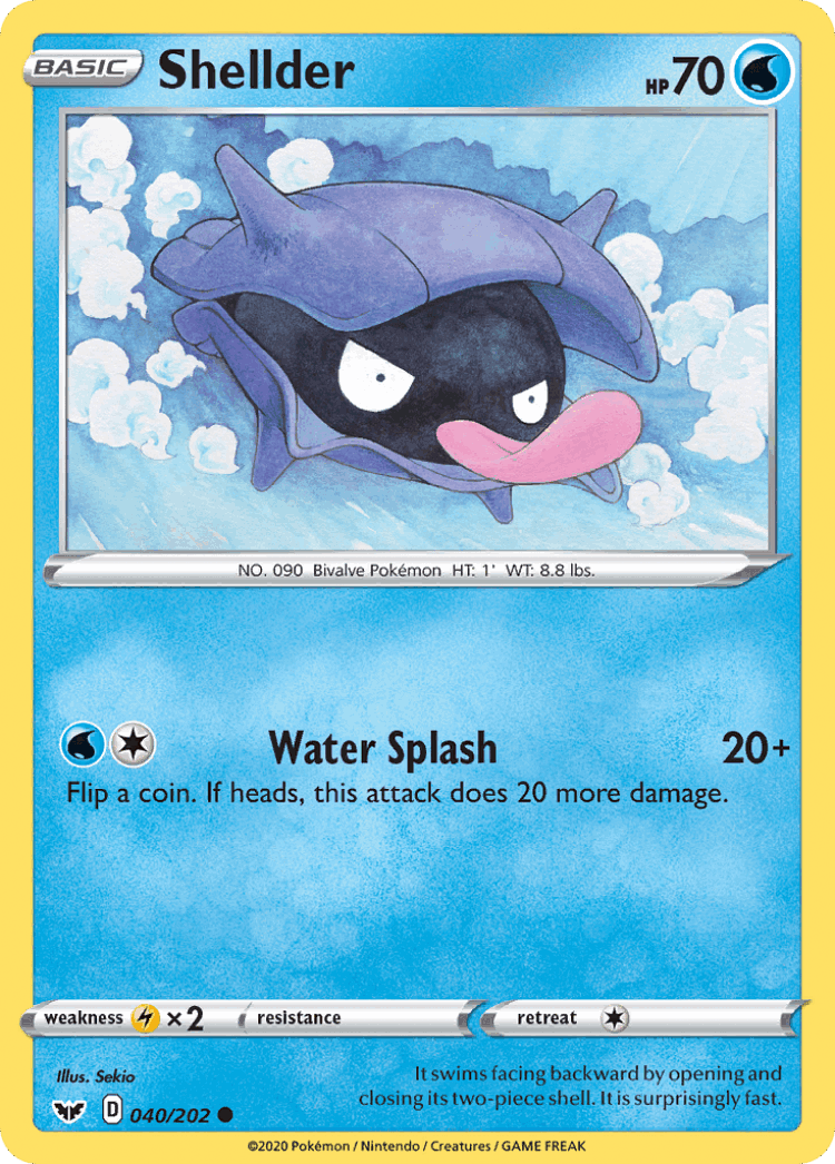 Shellder #40 from Sword & Shield - Common - Illustrated by Sekio