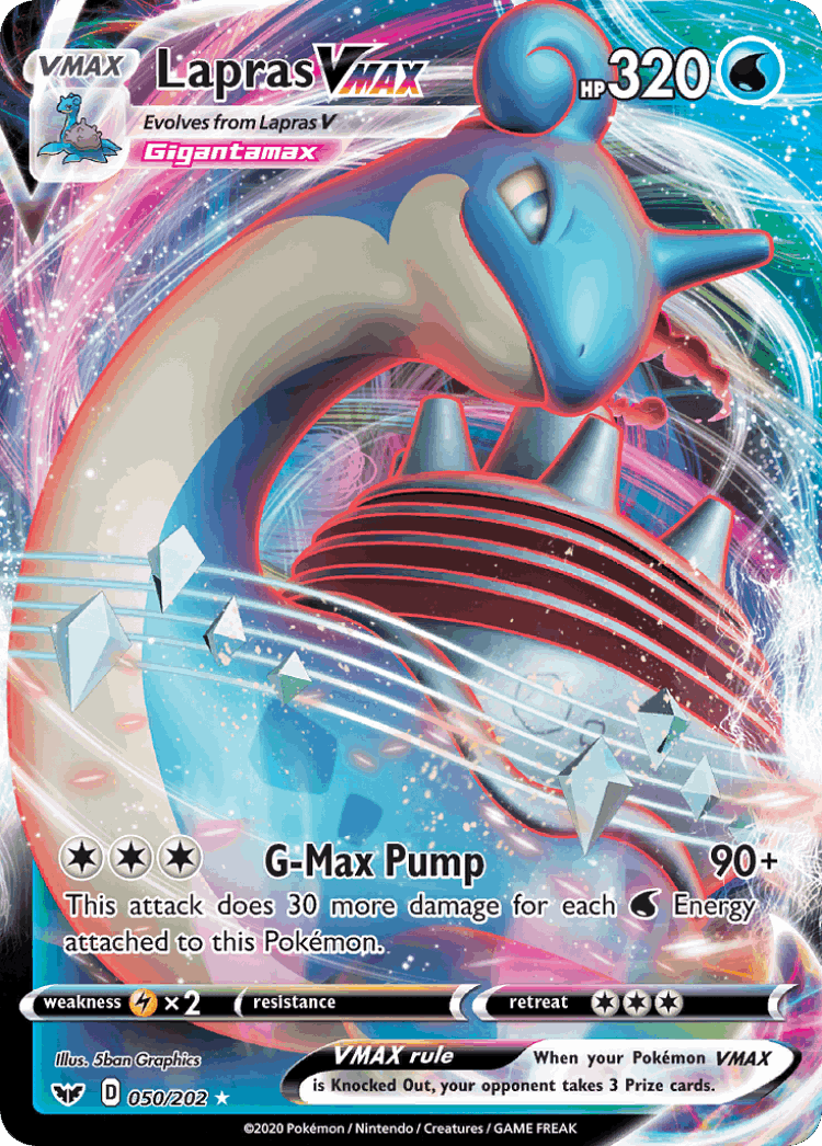 Lapras VMAX #50 from Sword & Shield - Rare Holo VMAX - Illustrated by 5ban Graphics