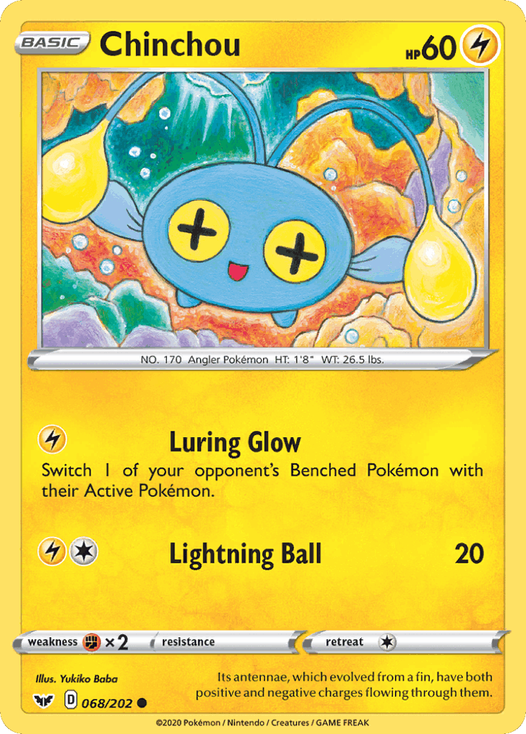 Chinchou #68 from Sword & Shield - Common - Illustrated by Yukiko Baba