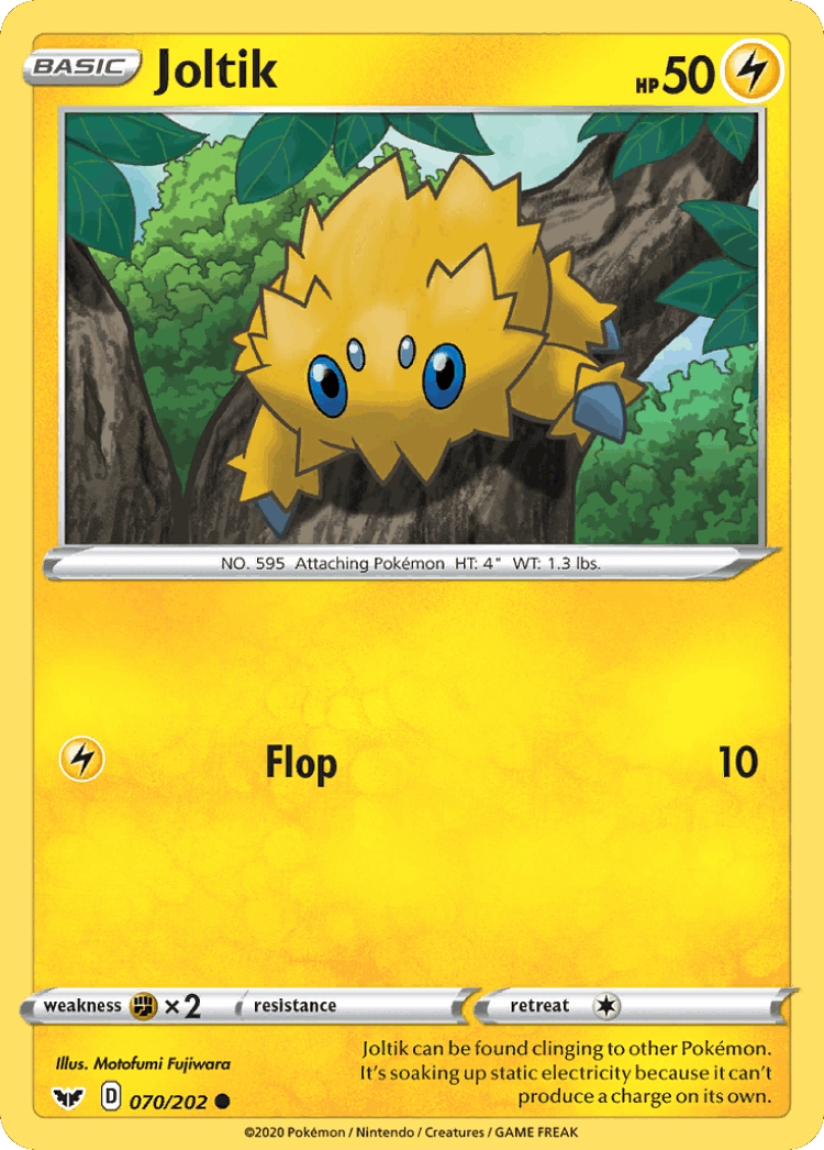 Joltik #70 from Sword & Shield - Common - Illustrated by Motofumi Fujiwara
