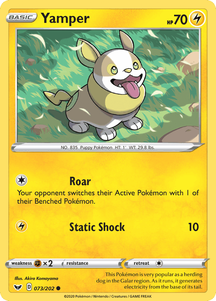 Yamper #73 from Sword & Shield - Common - Illustrated by Akira Komayama