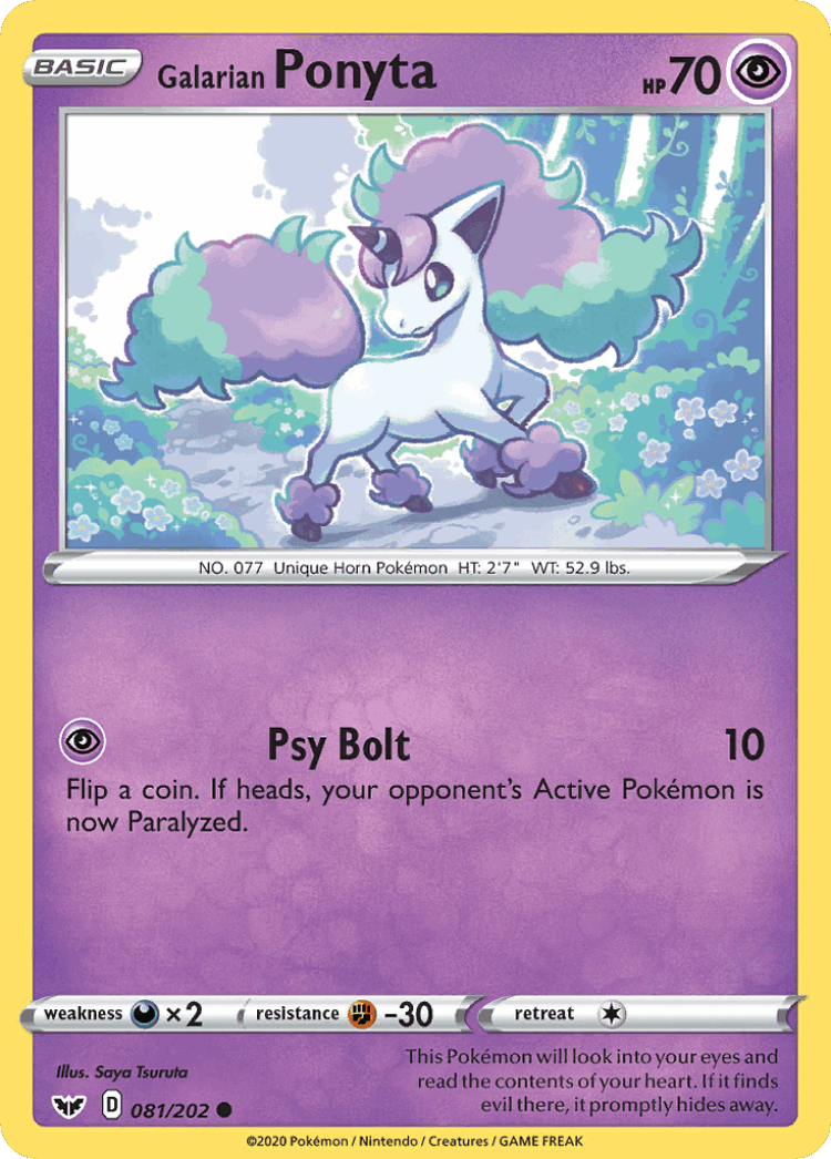 Galarian Ponyta #81 from Sword & Shield - Common - Illustrated by Saya Tsuruta