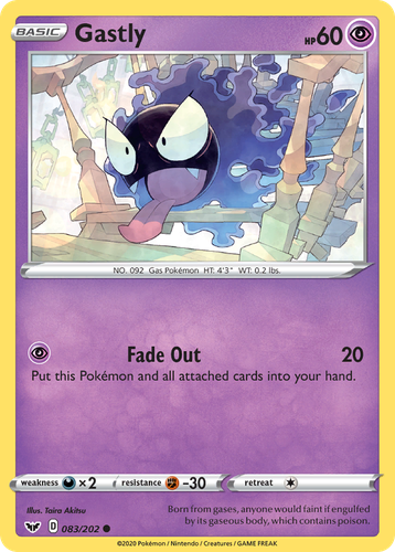 Gastly #83 from Sword & Shield - Common - Illustrated by Taira Akitsu
