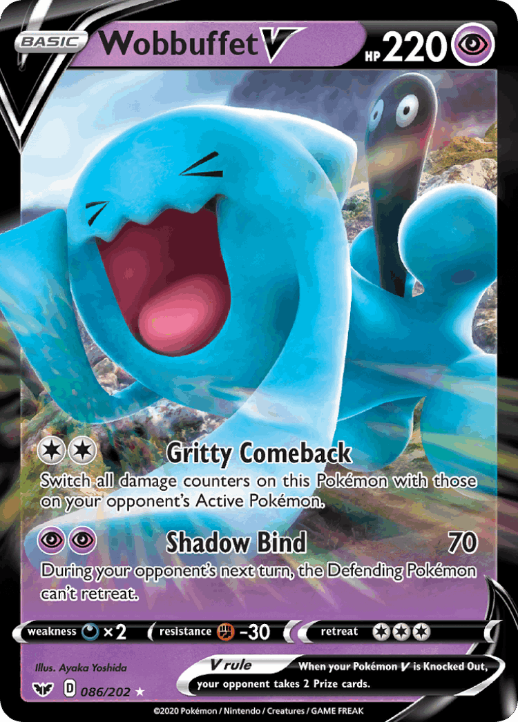 Wobbuffet V #86 from Sword & Shield - Rare Holo V - Illustrated by Ayaka Yoshida