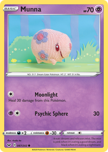 Munna #87 from Sword & Shield - Common - Illustrated by Asako Ito