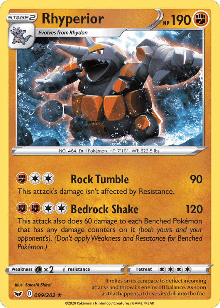 Rhyperior #99 from Sword & Shield - Rare Holo - Illustrated by Satoshi Shirai