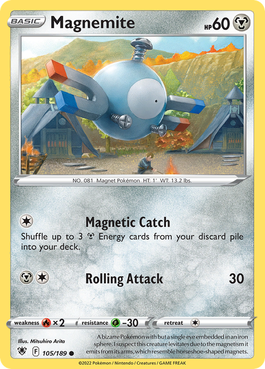 Magnemite #105 from Astral Radiance - Common - Illustrated by Mitsuhiro Arita