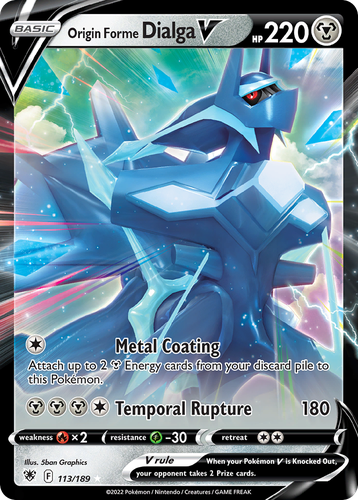 Origin Forme Dialga V #113 from Astral Radiance - Rare Holo V - Illustrated by 5ban Graphics